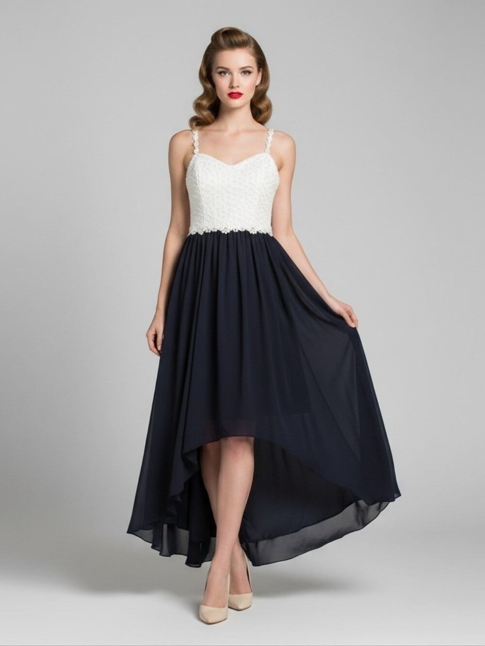 Ted Baker Womens Rosemary Daisy Dip Hem Pleated Midi Dress, Black White, NWT, 2